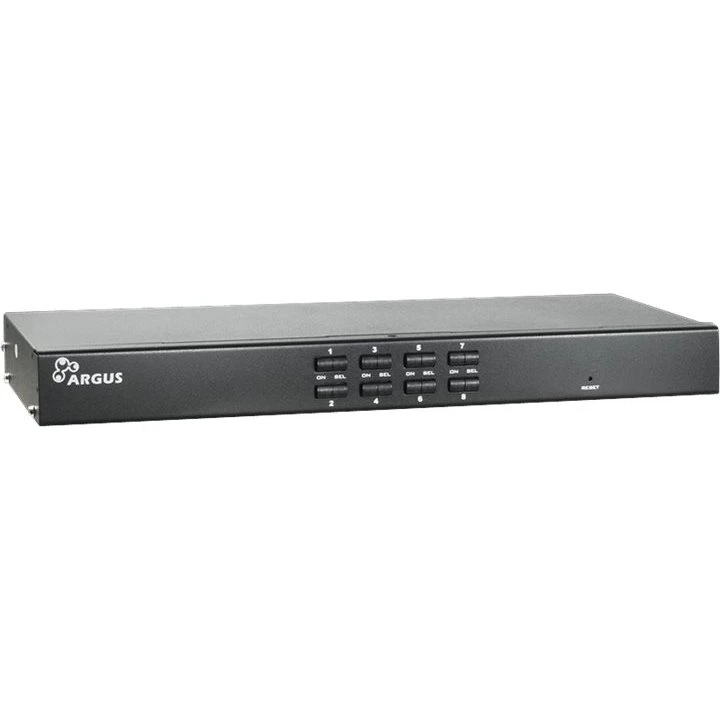 Argus KVM AS-9108DU 8-Port KVM-Switch, Sort, Monterbar på Stativ