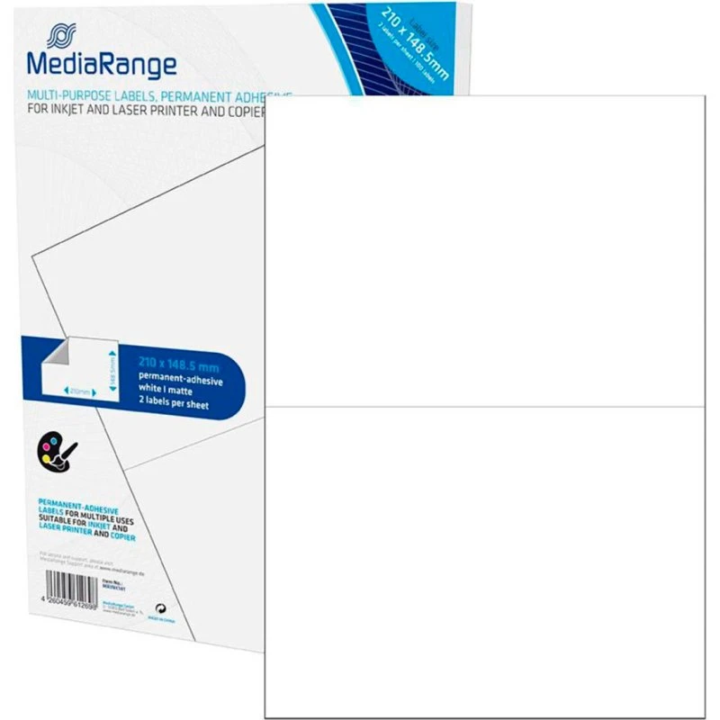 MediaRange MRINK141 Hvid Selvklæbende Etiket 210x148,5mm 100 stk