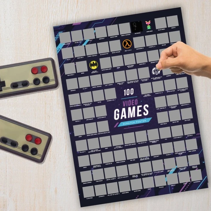 Mad Monkey Scratch Poster Top 100 Video Games