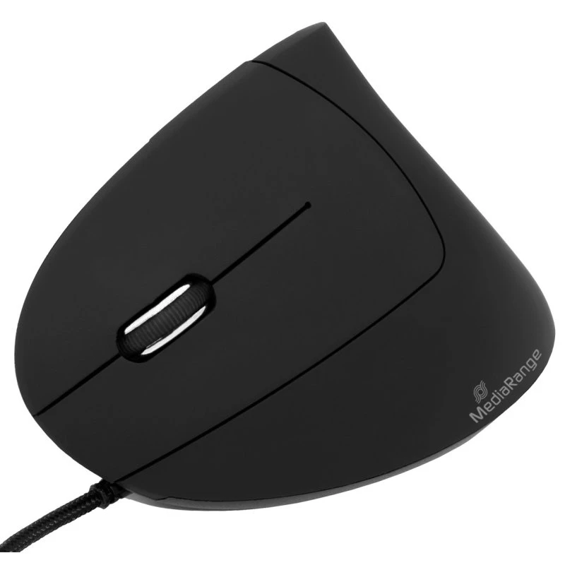 MediaRange MROS231 Vertikal Mus, Sort, USB-A, Venstrehåndet