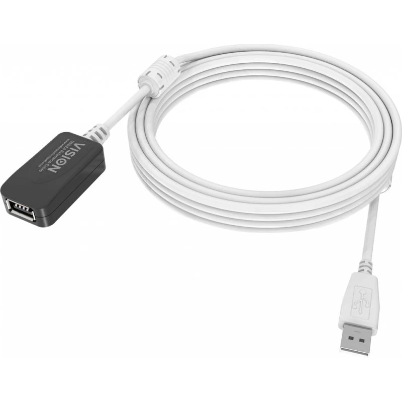 Vision Techconnect USB 5m Aktiv Forlængerkabel Hvid