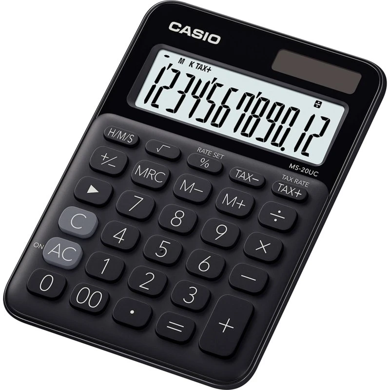 Casio MS-20UC-BK-S Lommeregner (12 cifre, sort)