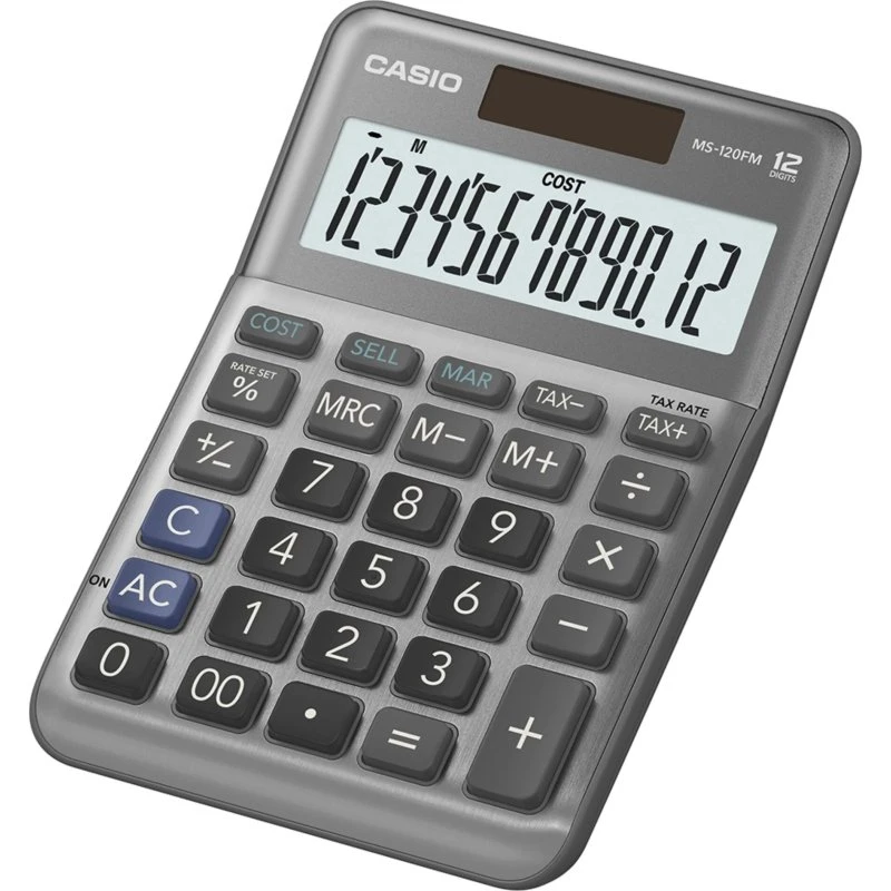 Casio MS-120FM Skrivebordsregner, 12 cifre, metalgrå