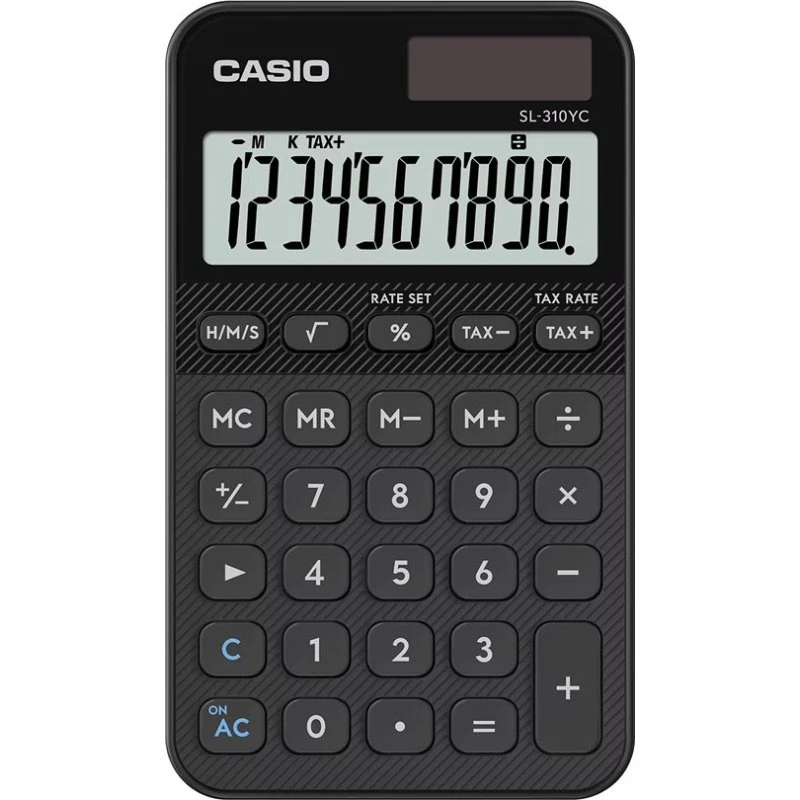 Casio SL-310YC Skrivebordsregner, sort, 10 cifre, solpanel