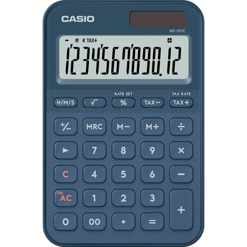 Casio MS-20YC Skrivebords-regnemaskine, marineblå, 12 cifre
