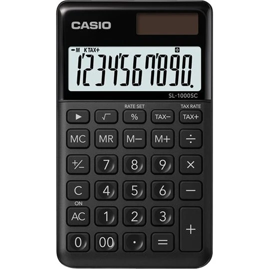Casio SL-1000SC Lommeregner, 10 cifre, solpanel & batteri, sort