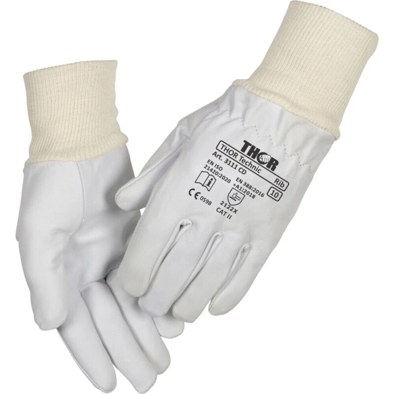 THOR Montage gedeskindshandsker 12 stk. str. 9, hvid (CD-kvalitet)