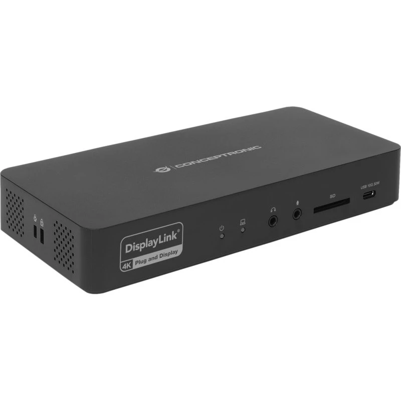 Conceptronic DONN31B USB-C Dockingstation, Sort, 10 Gbit/s