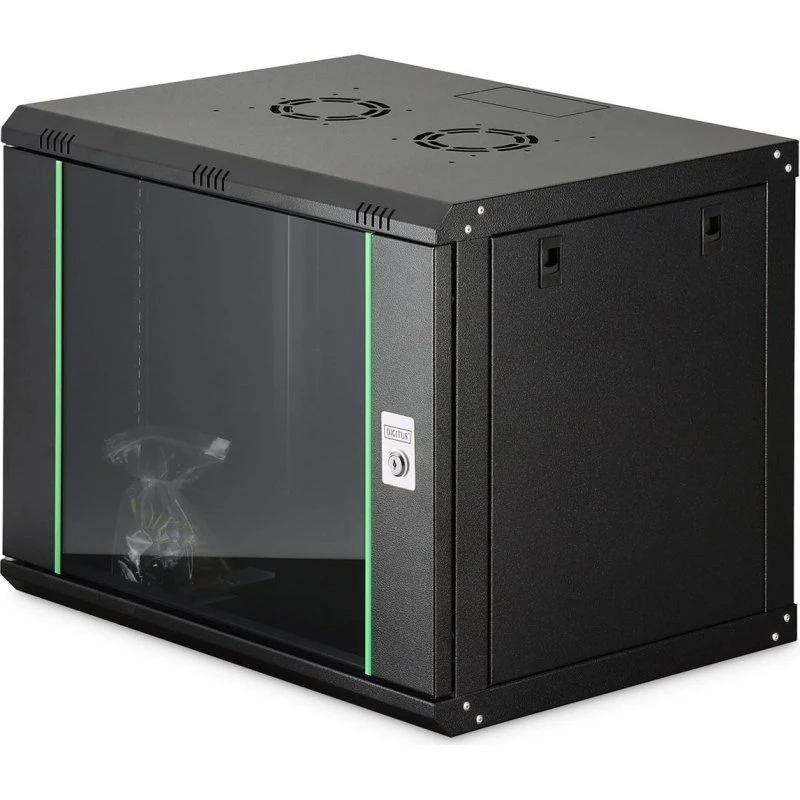 DIGITUS Dynamic Basic 9U Væghængt Rackskab, Sort, 600 x 450 mm