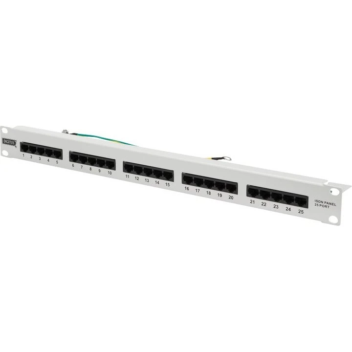 DIGITUS CAT 3 ISDN Patch-panel, grå, 1U, 25 x RJ-45