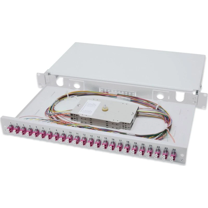 DIGITUS Fiberpatchpanel 1U LC x48 OM4, skydende splice-boks
