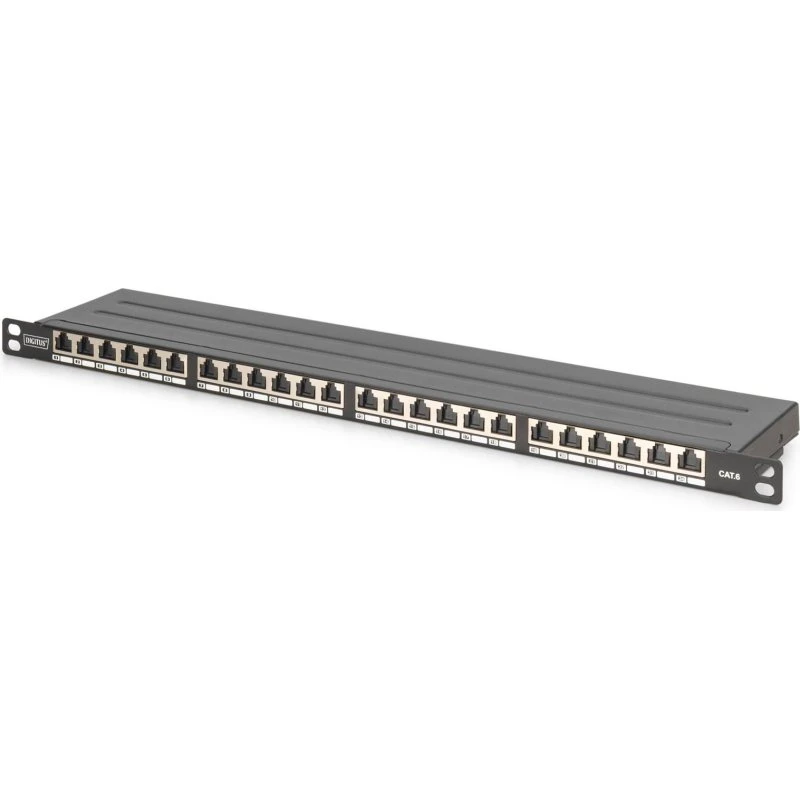 DIGITUS DN-91624S-SL-SH 19" Patchpanel 24× RJ45 Sort