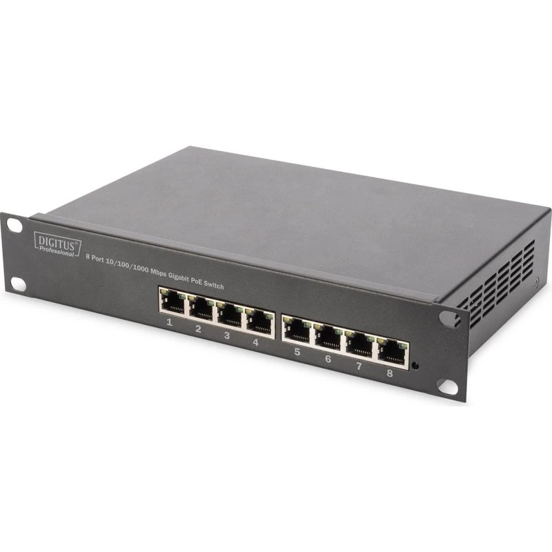 DIGITUS 8-Port Gigabit PoE Switch 10" Uadministreret