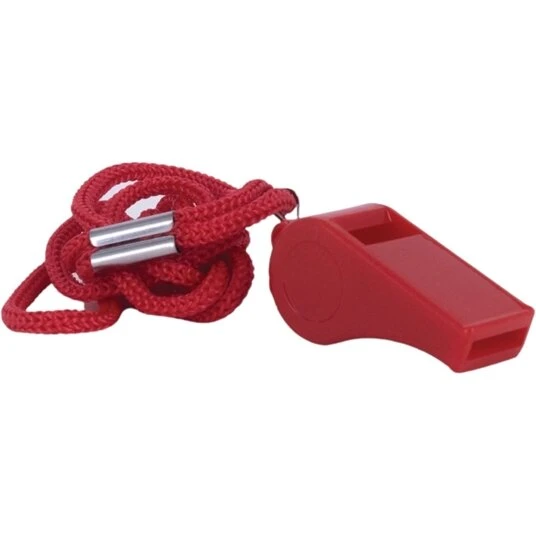 Rød trillefløjte med snor (4 cm)