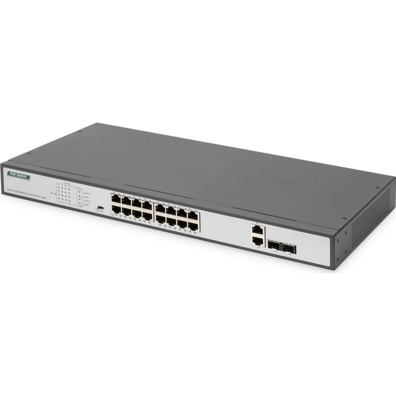 DIGITUS DN-95342-1 16-port Fast Ethernet PoE+ Switch, 19" unmanaged