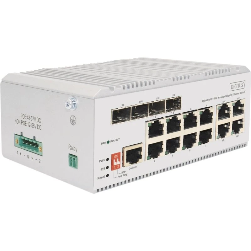 DIGITUS 12-porte PoE+ Industrial Switch L2