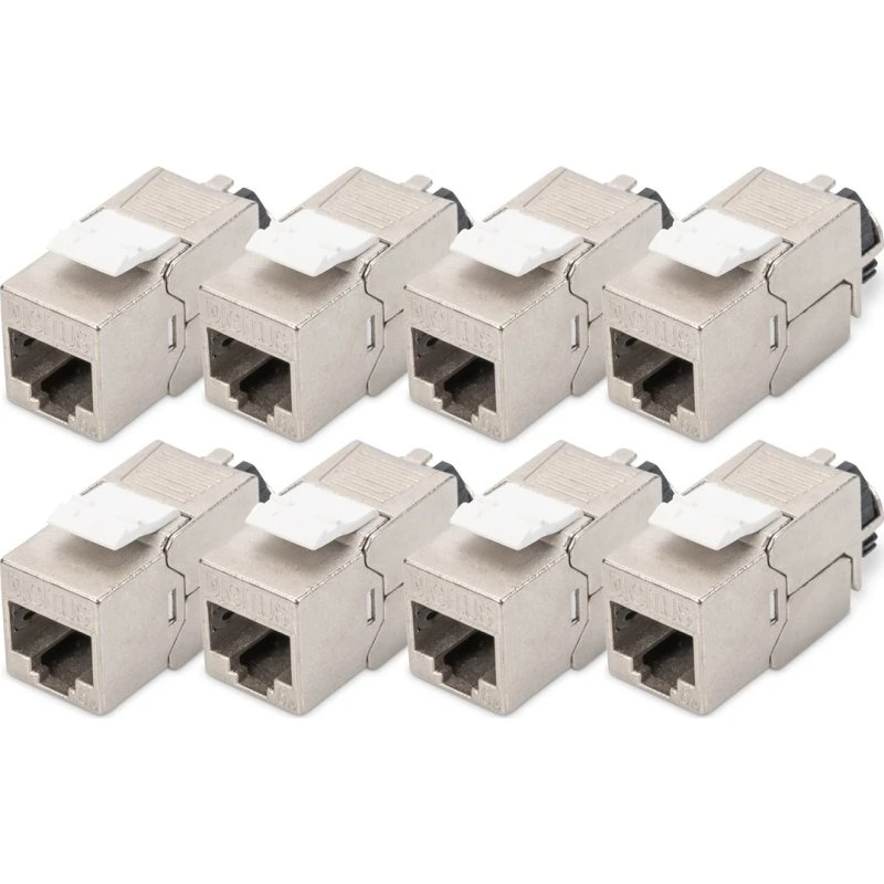 DIGITUS Sølv Modular Keystone med Kabelstyring, CAT 6a Skærmet, Pakke med 8