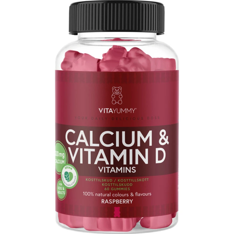 VitaYummy Calcium & Vitamin D, 60 stk – Hindbær
