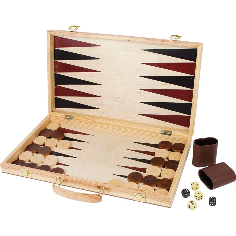 Small Foot Træskak og Backgammon Spil, Brun/Creme/Sort