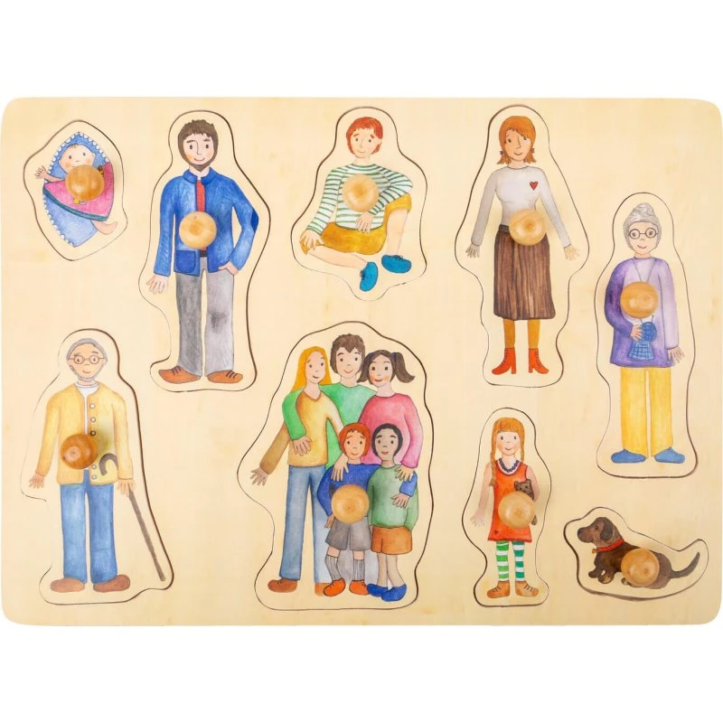 Small Foot Knoppuslespil i Træ – Familie og Venner, 9 Brikker