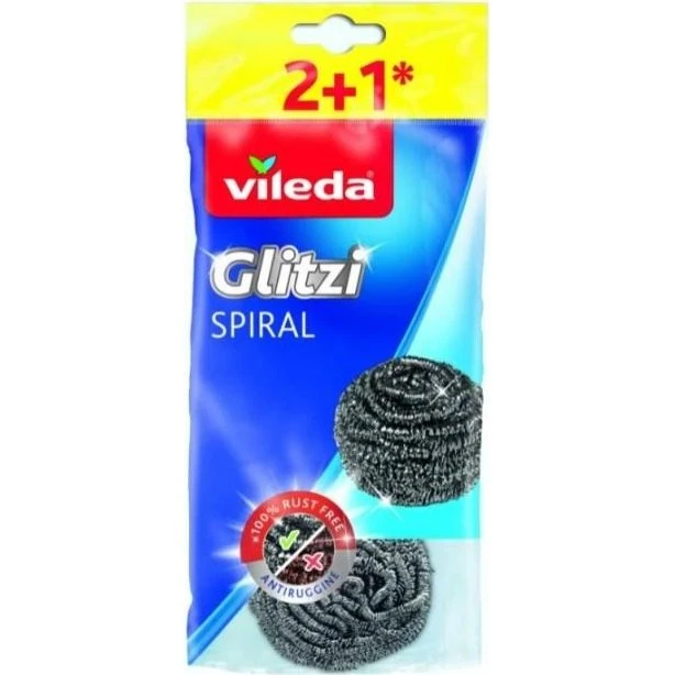 Vileda Glitzi Spiral Stålsvamp, 3 stk.