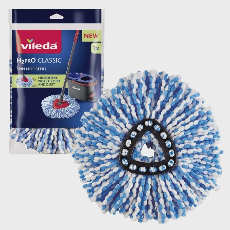 Vileda H2PrO Classic Spin Mop Refill – Mikrofiber, Blå
