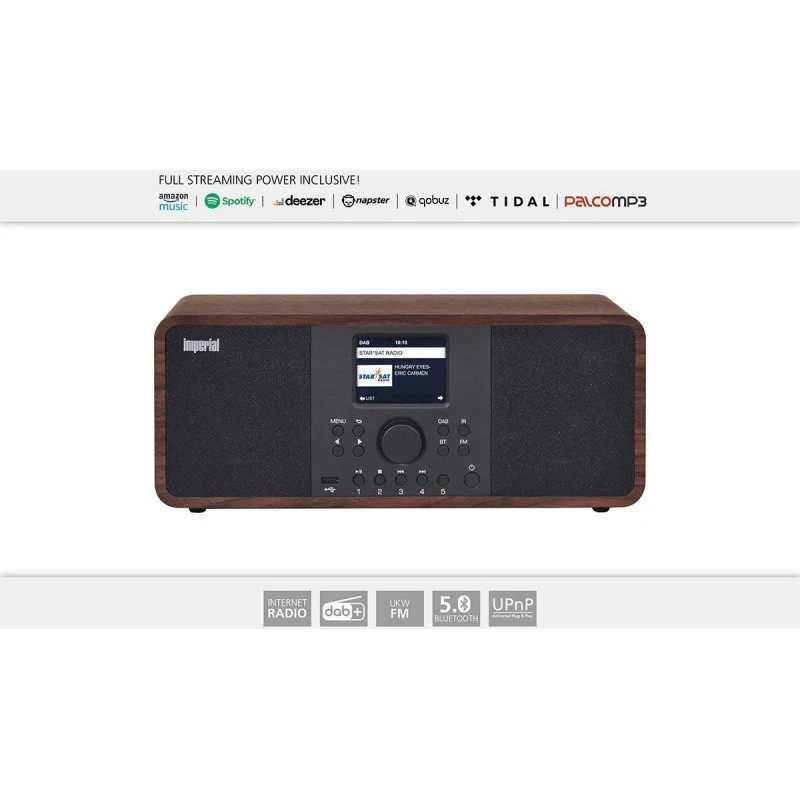 Nedis Imperial DABMAN i205 Hybrid Radio DAB+ / FM / Bluetooth 5.0 Trælook 60W