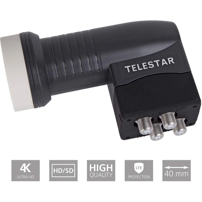 Telestar Skyquad HC LNB, 4-brugers, digital-kompatibel, sort