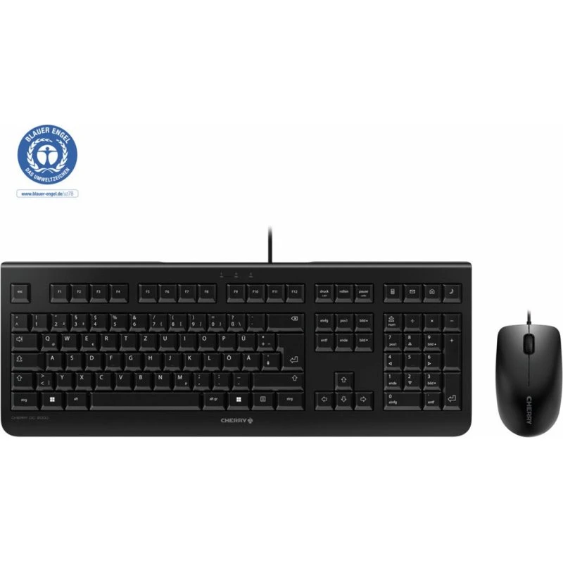 Cherry DC 2000 Tastatur & Mus-sæt, USB, Ungarsk, Sort