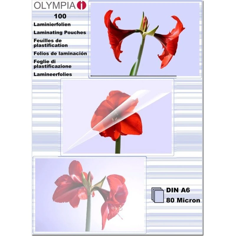 Olympia Lamineringsfilm A6 (105 x 148 mm) Gennemsigtig, 100 stk.