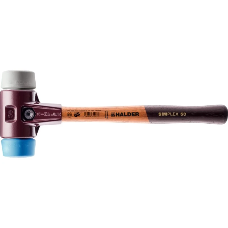 Halder Simplex Gummihammer TPE-soft/TPE-medium, støbejern Ø40mm