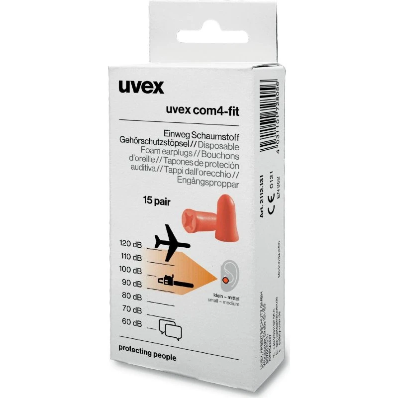 Uvex 2112131 Ørepropper Genanvendelige, 15 stk, Orange
