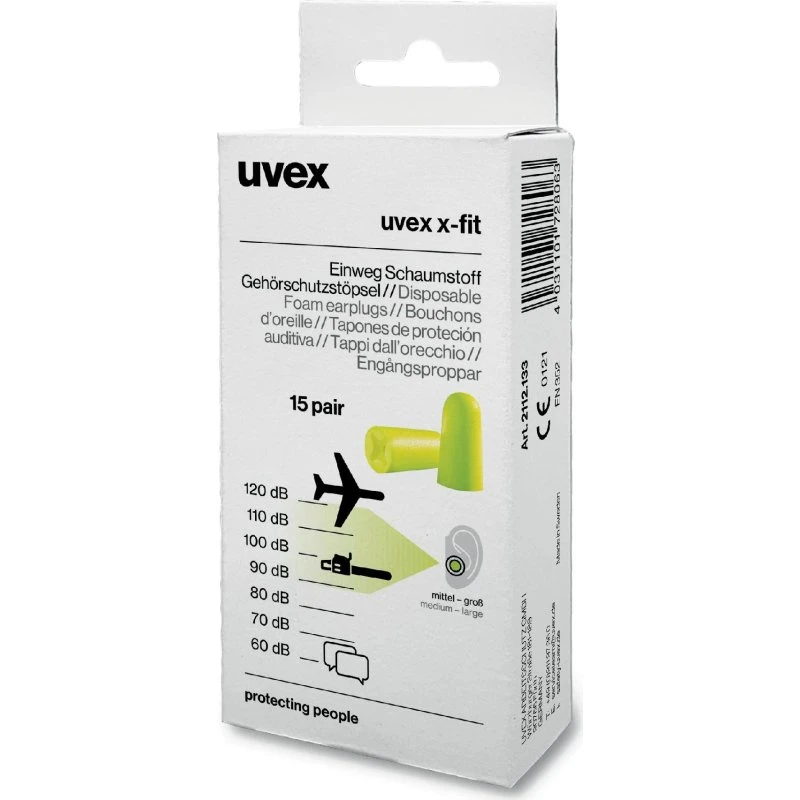 Uvex 2112133 Genanvendelige Ørepropper Grøn 15 stk