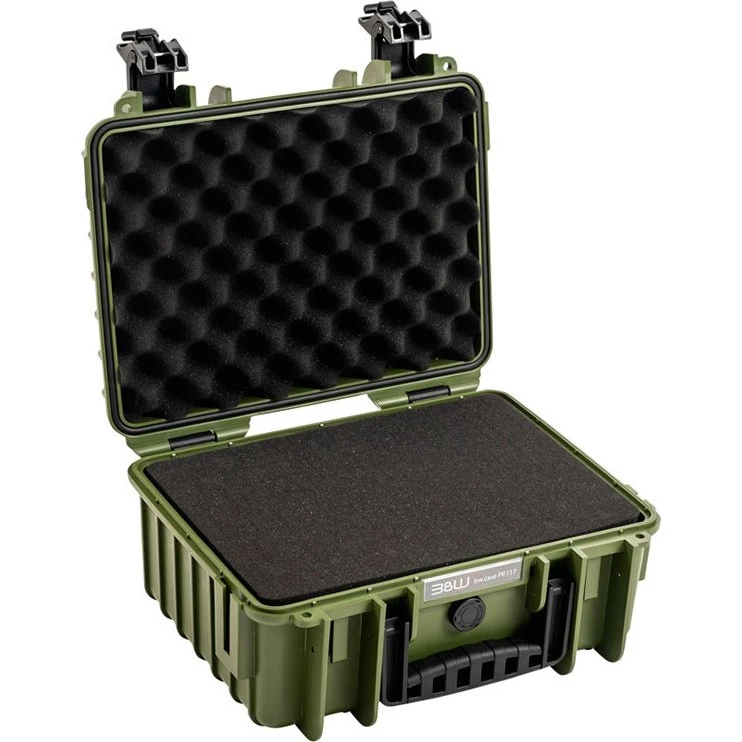 B&W 3000 Outdoor Flightcase Mørkegrøn med Skum Polstring