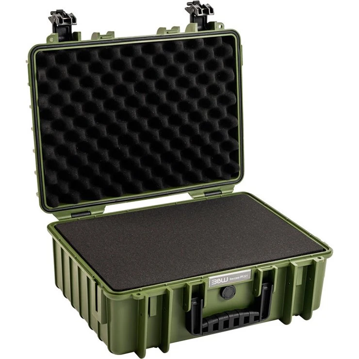 B&W 5000 Outdoor Flightcase med Skum Polstring – Mørkegrøn