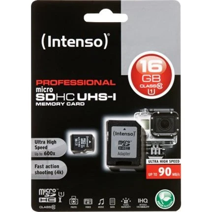 Intenso microSDHC 16GB UHS-I med SD-adapters