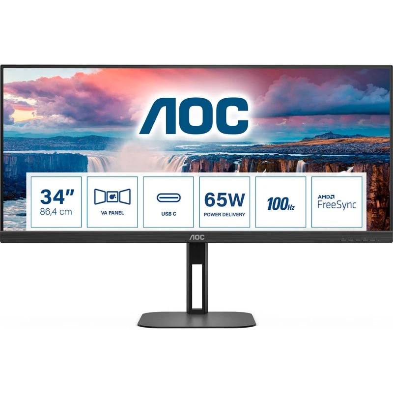 AOC U34V5C/BK 34" VA-skærm 3440x1440/100Hz
