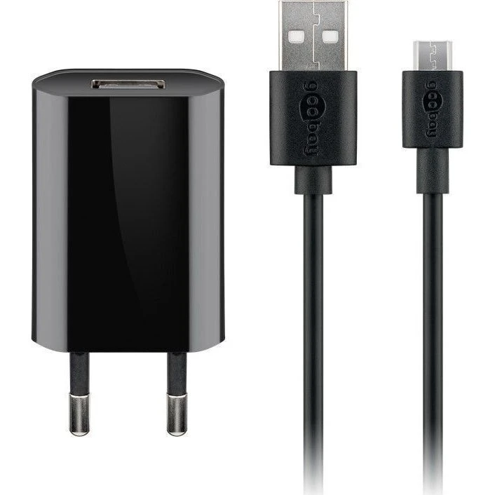 Goobay Micro-USB 5 W oplader + 1 m kabel, sort