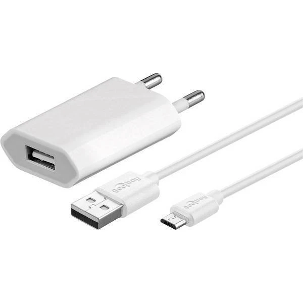 Goobay Micro-USB 5W oplader + kabel, 1 m, hvid