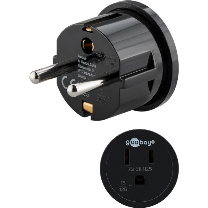Goobay Rejseadapter USA/Japan til EU (typ F/C, sort)