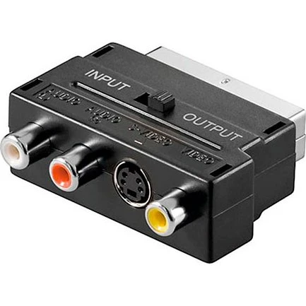 Goobay Scart adapter med switch – SCART han til 3x RCA + S-VHS