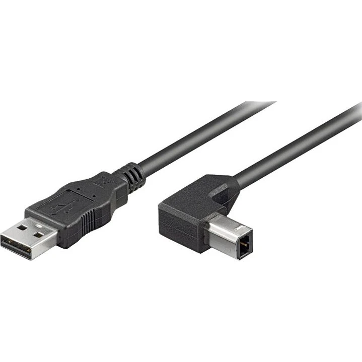 goobay Pro USB-A/B 2.0 90° 2m Sort