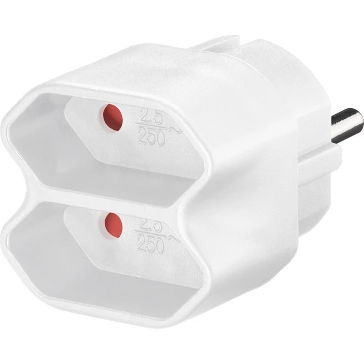 Goobay Kompakt 2-udgangs Euroadapter, Hvid