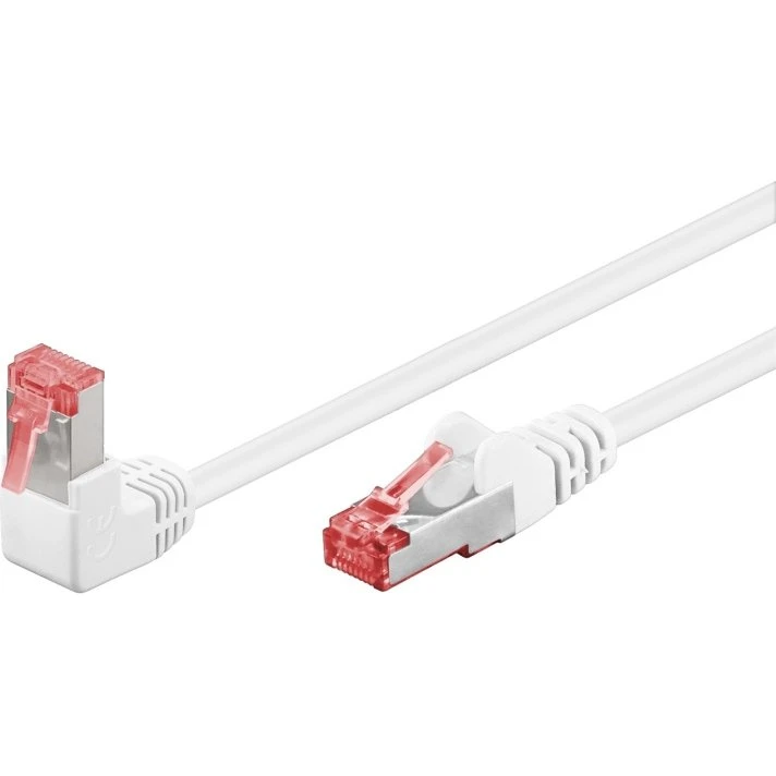 Goobay CAT6 S/FTP 90° vinklet netværkskabel, hvid, 5 m