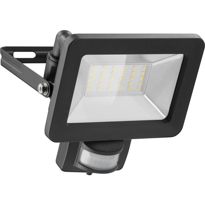 Goobay 53881 LED-udendørsprojektor 30 W, sort, med bevægelsesdetektor