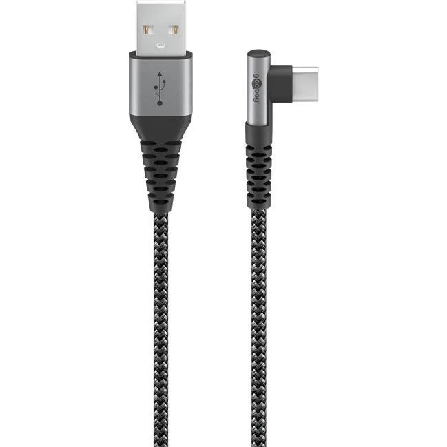 Goobay USB-C 90° vinkel 0,5 m sølv/sort
