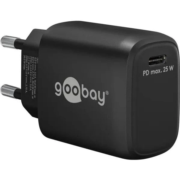 Goobay USB-C 25W PD 3.0 Strømforsyning, Sort
