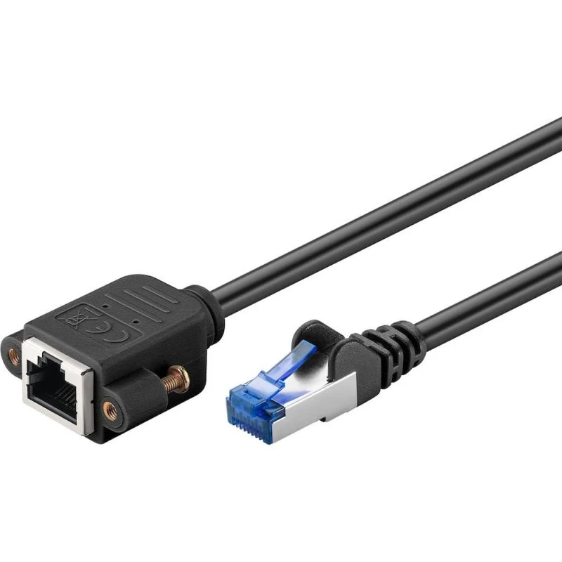 Goobay Cat6a S/FTP 0,5 m Guldstik Sort