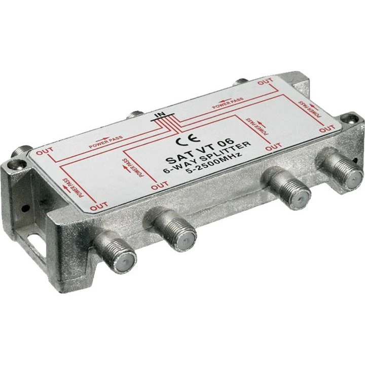 goobay RF-splitter 6-vejs, F-stik, 5-2450MHz