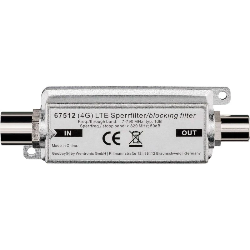 Goobay LTE Filter 4G Coax-han/Coax-hun